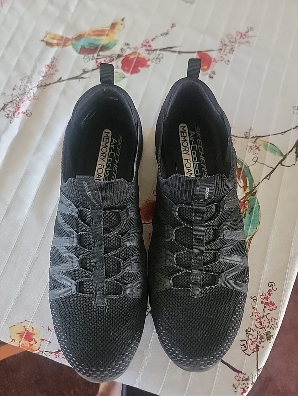 Skechers Womens Air Cooled Memory Foam Black Slip On Shoes - Picture 2 of 6